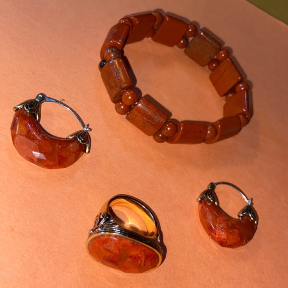 Ring, bracelet and earring set